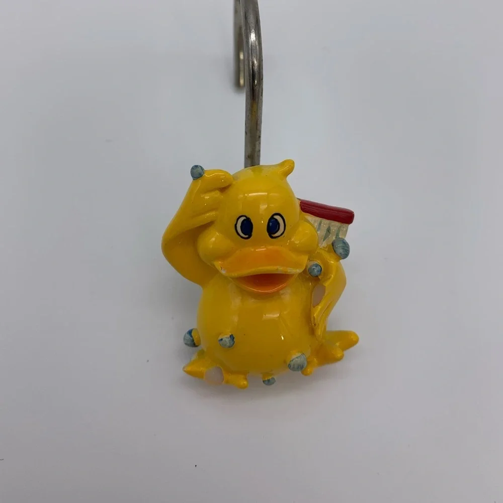 Vintage 9 Pcs Yellow Ducklings Shower Curtain Rings
